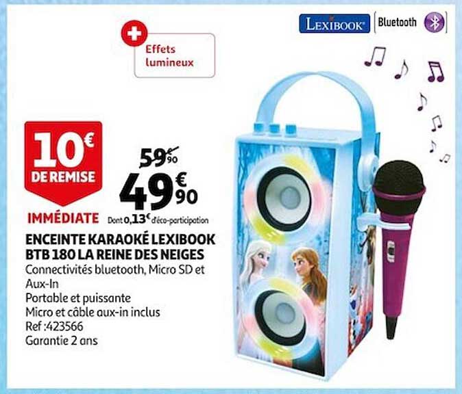 enceinte karaoké lexibook btb 180 la reine des neiges