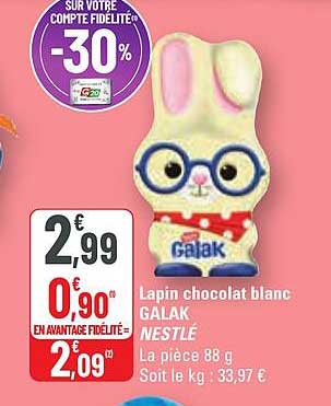 lapin chocolat blanc galak nestlé
