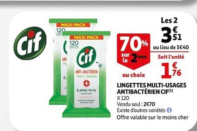 lingettes multi-usages antibactérien cif