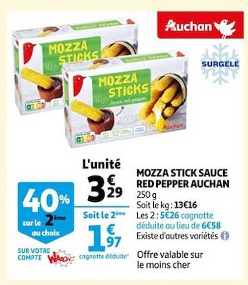 mozza stick sauce red pepper auchan