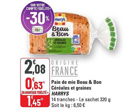 pain de mie beau & bon céréales et graines harrys