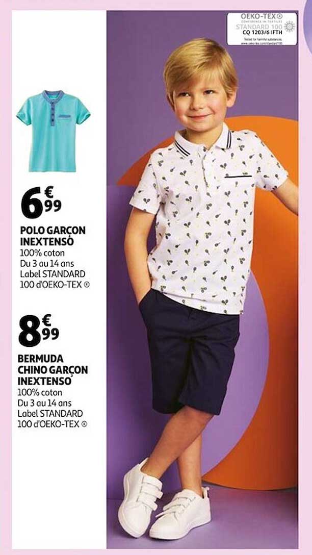polo garçon inextenso, bermuda chino garçon inextenso