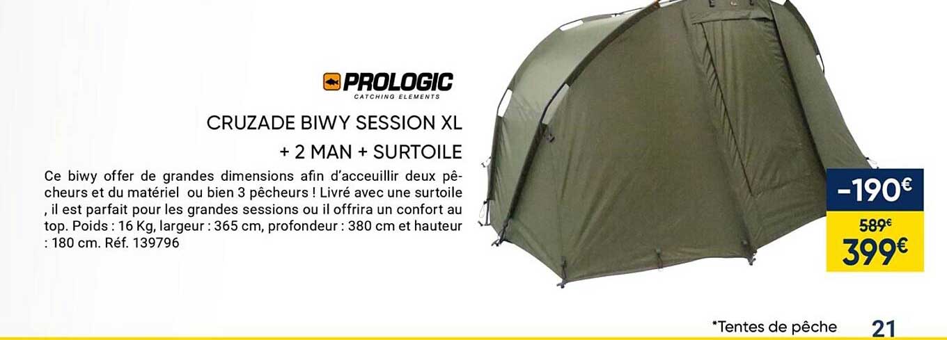 prologic cruzade biwy session xl + 2 man + surtoile