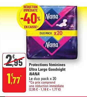 protections féminines ultra large goodnight nana