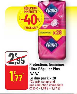 protections féminines ultra régulier plus nana