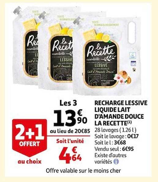 recharge lessive liquide lait d'amande douce la recette