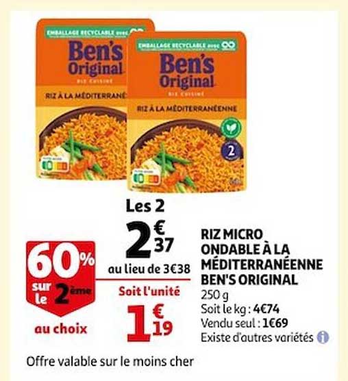 riz micro ondable à la méditerranéenne ben's original