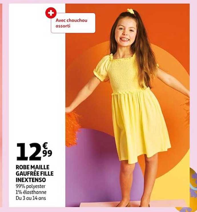 robe maille gaufrée fille inextenso