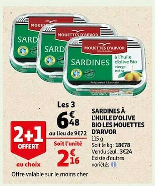 sardines à l'huile d'olive bio les mouettes d'arvor