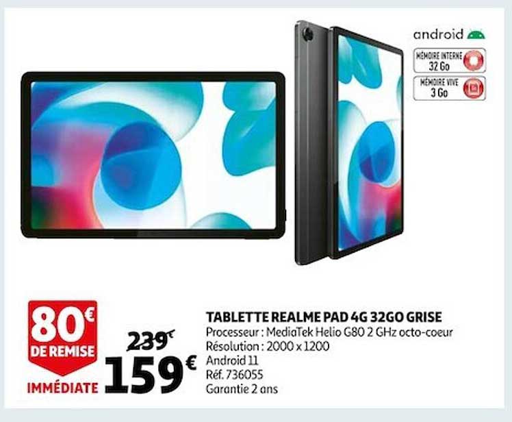tablette realme pad 4g 32go grise