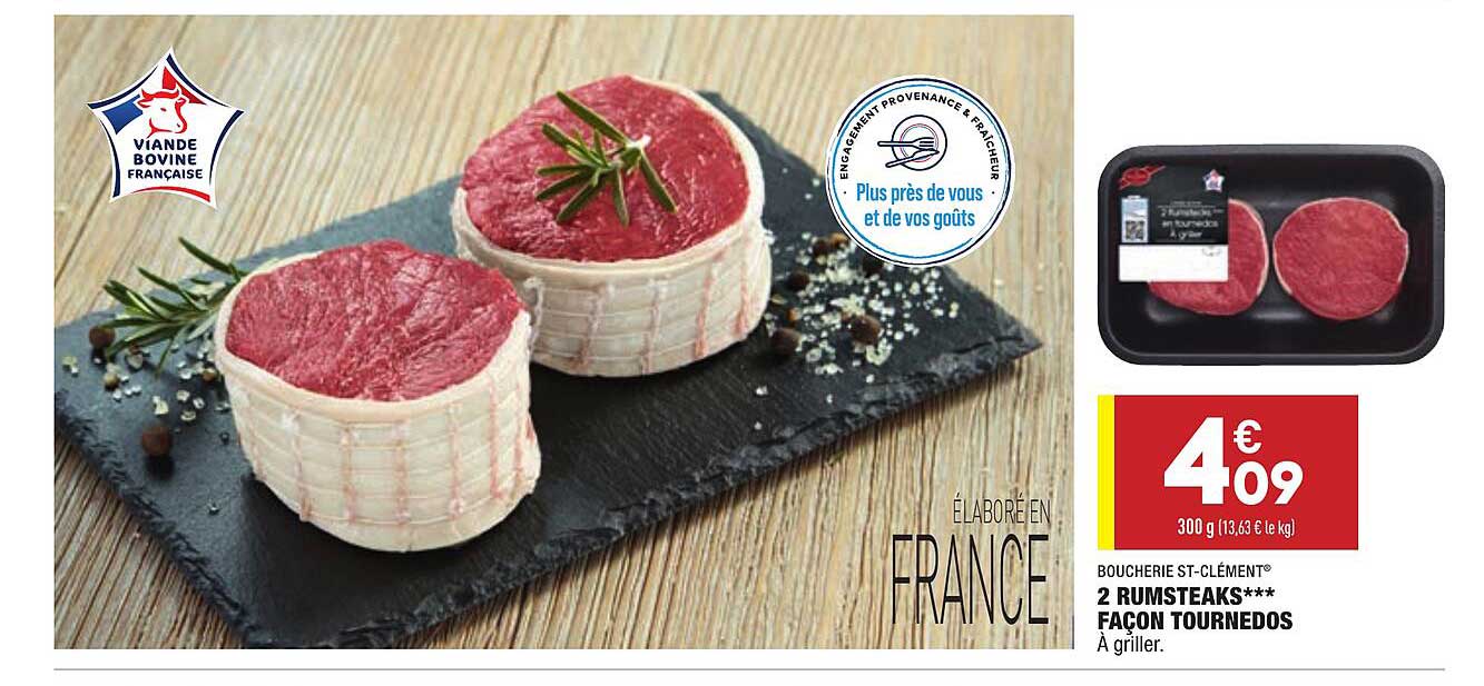 2 rumsteaks façon tournedos boucherie st-clément