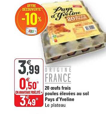 20 oeufs frais poules élevées au sol pays d'yveline