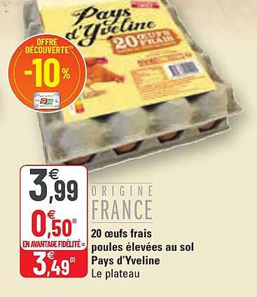 20 oeufs frais poules élevées au sol pays d'yveline