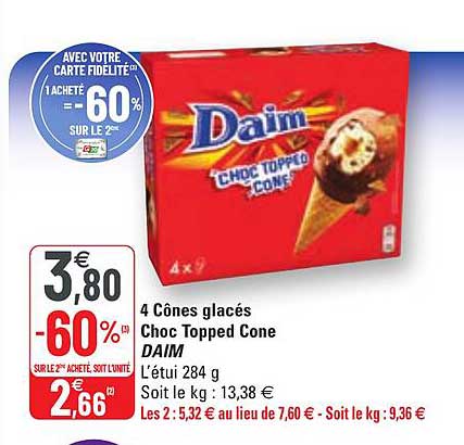 4 Cônes Glacés Choc Topped Cone Daim