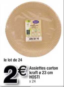 assiettes carton kraft 23 cm hosti