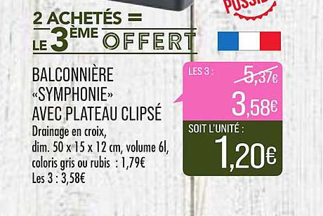 balconnière «symphonie» avec plateau clipsé