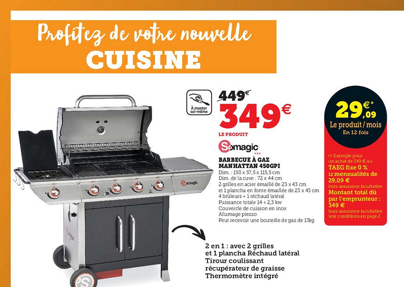 Barbecue à Gaz Manhattan 450gpi