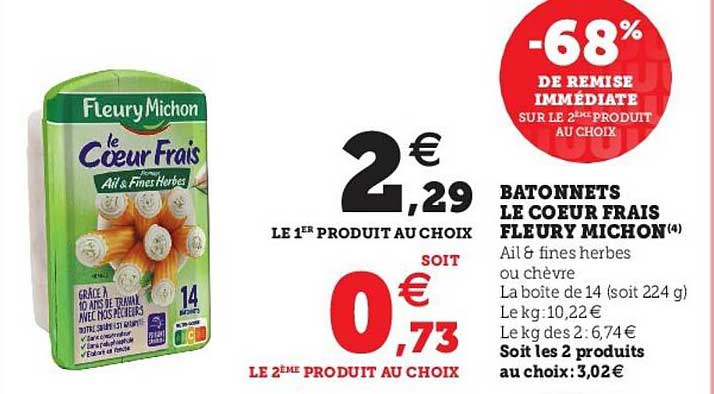 bâtonnets le cœur frais fleury michon