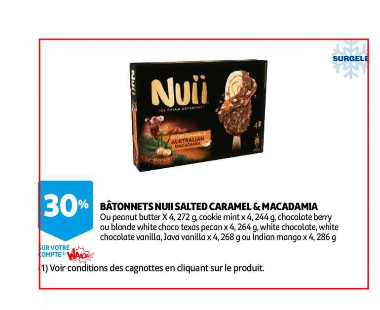 bâtonnets nuii salted caramel & macadamia