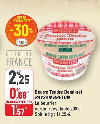 beurre tendre demi-sel paysan breton