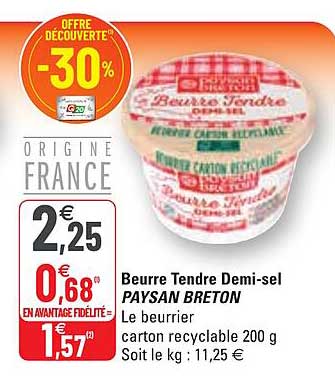beurre tendre demi-sel paysan breton