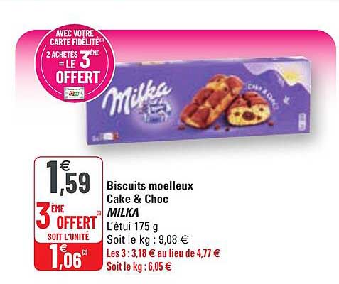 Biscuits Moelleux Cake & Choc Milka