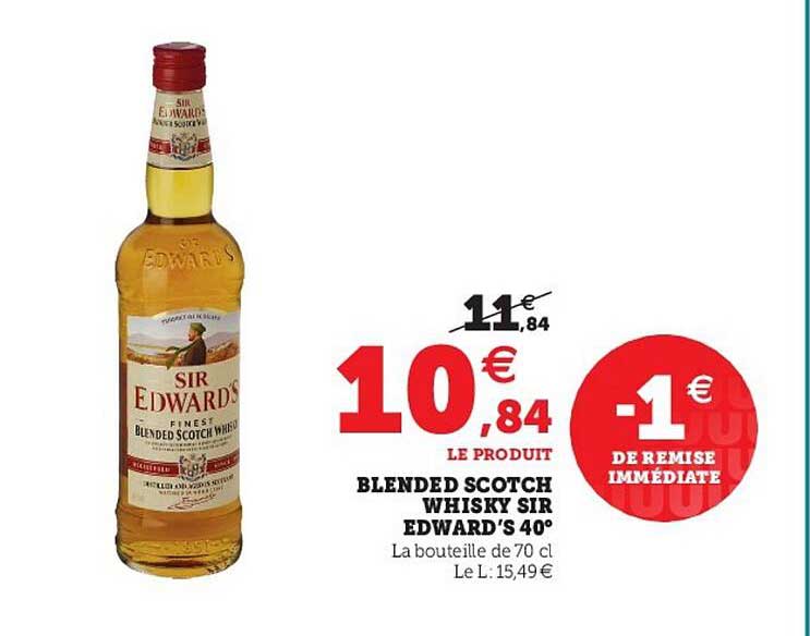 blended scotch whisky sir edward's 40°