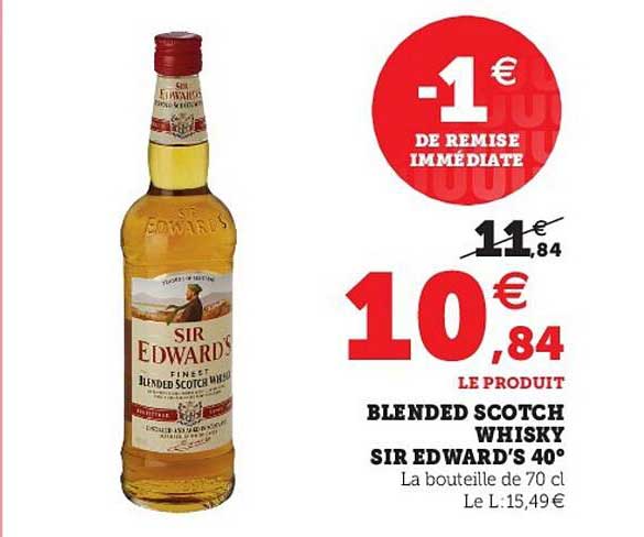 blended scotch whisky sir edward's 40°