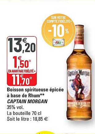 boisson spiritueuse épicée à base de rhum captain morgan