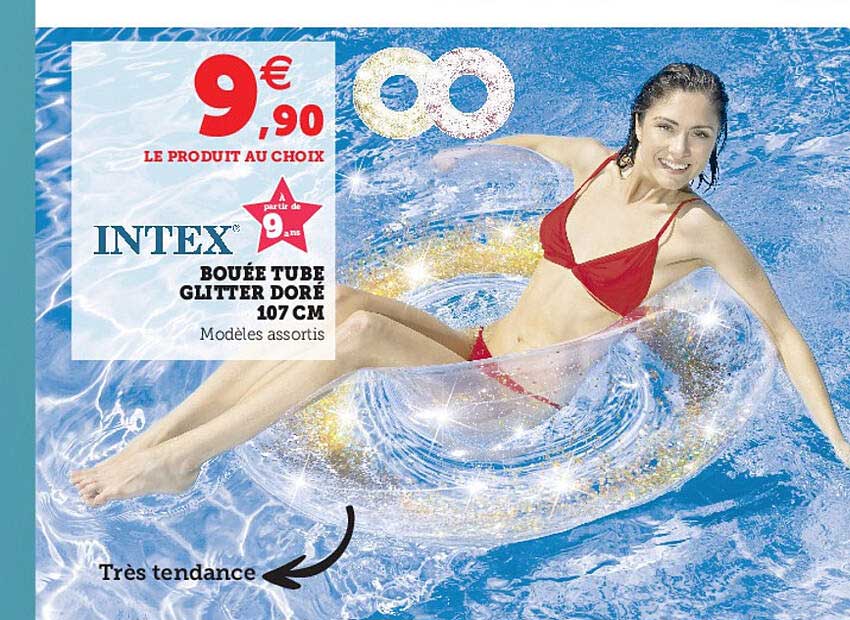 bouée tube glitter doré 107 cm