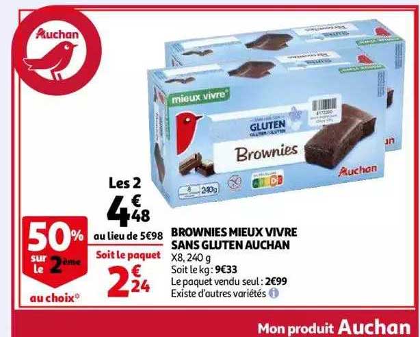 brownies mieux vivre sans gluten auchan