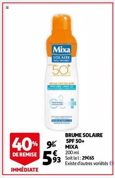 brume solaire spf 50+ mixa