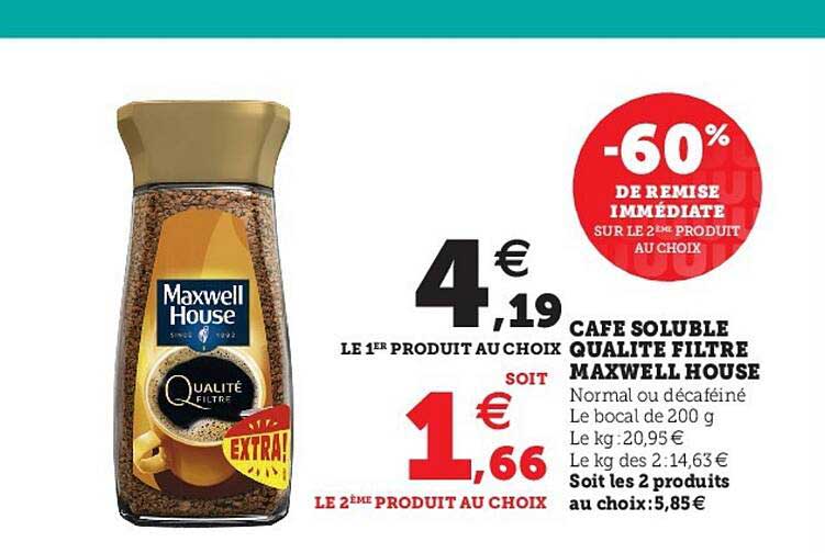 Café Soluble Qualité Filtre Maxwell House