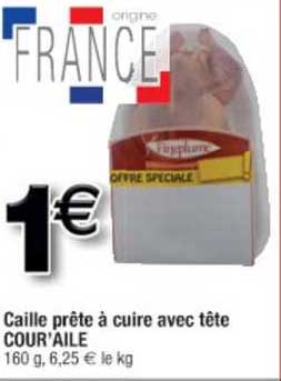 caille prête à cuire avec tête cour'aile