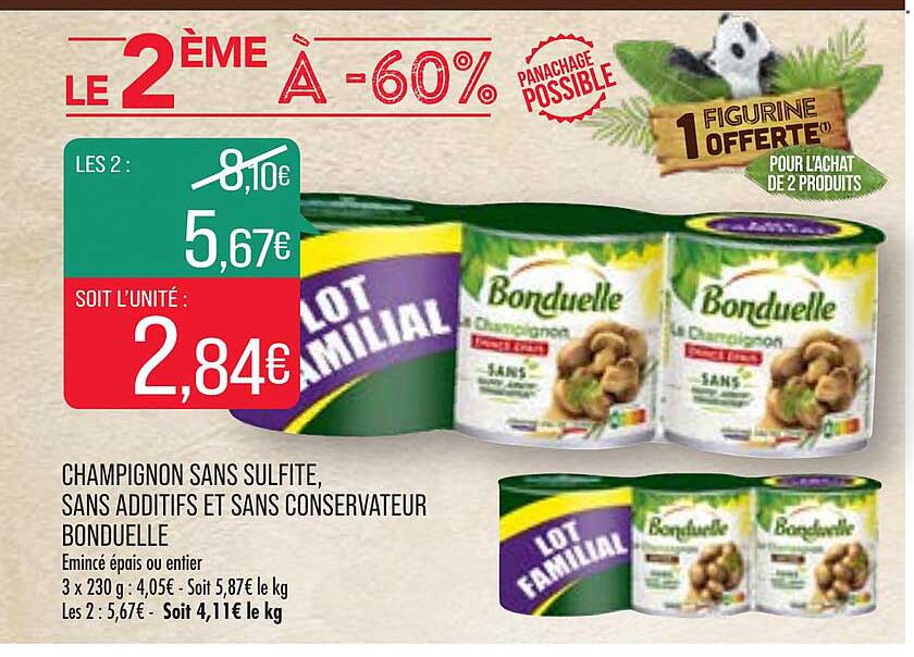 champignon sans sulfite, sans additifs et sans conservateur bonduelle