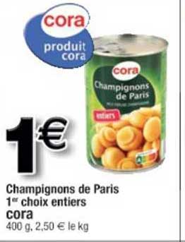 champignons de paris 1er choix entiers cora