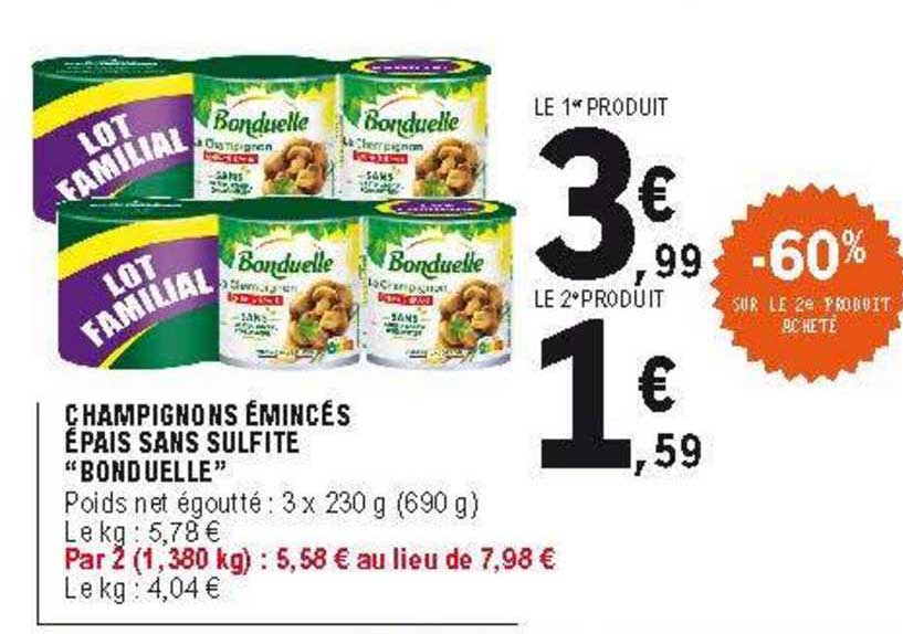 champignons émincés épais sans sulfite "bonduelle"