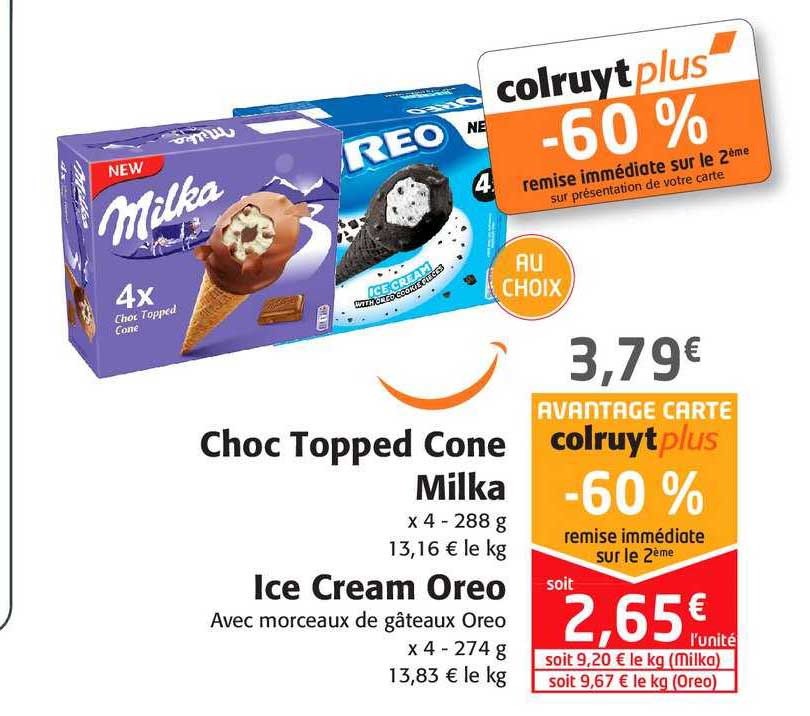 choc topped cone milka, ice cream oreo