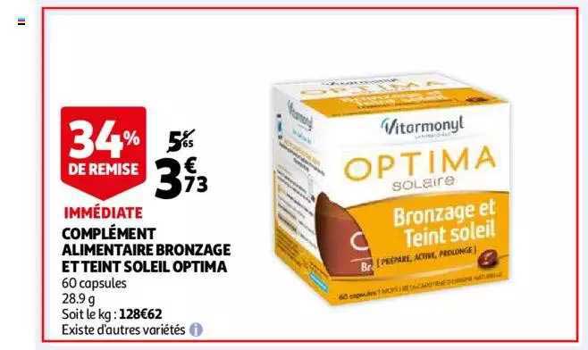 complément alimentaire bronzage et teint soleil optima