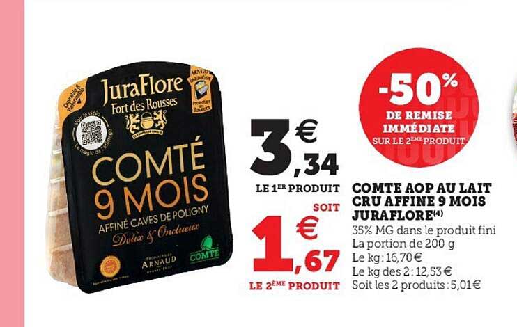 compte aop au lait cru affiné 9 mois juraflore