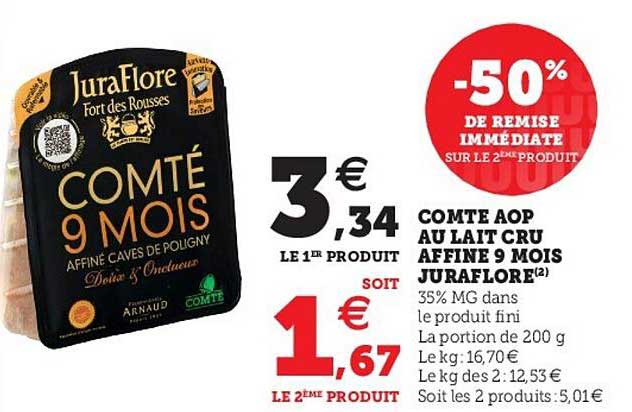 Comte Aop Au Lait Cru Affiné 9 Mois Juraflore