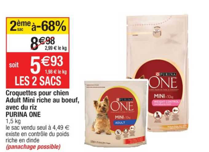 croquettes pour chien adult mini riche au boeuf, avec riz purina one