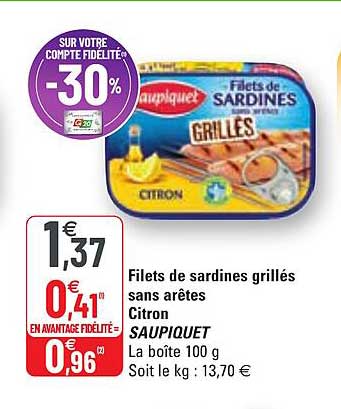 filets de sardines grillés sans arêtes cotron saupiquet
