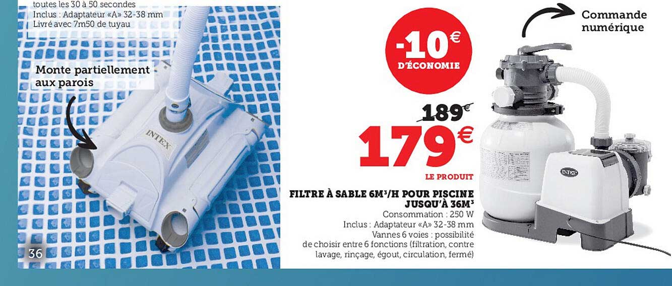 filtre à sable 3m3-h pour piscine jusqu'à 36m3