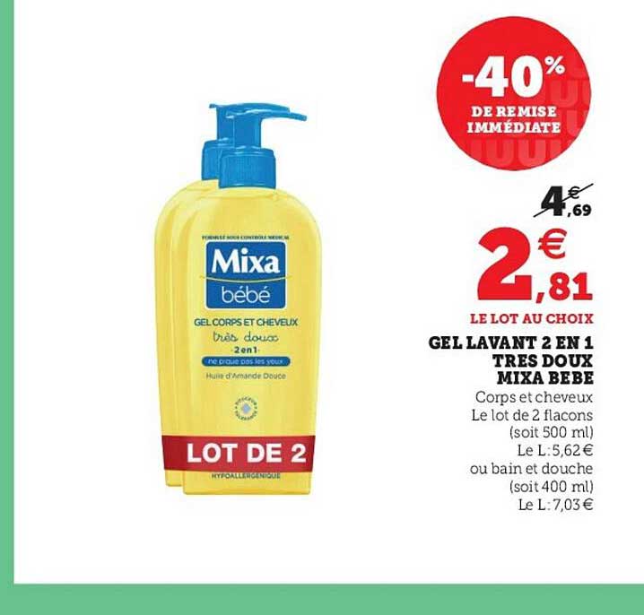 gel lavant 2 en 1 très doux mixa bébé