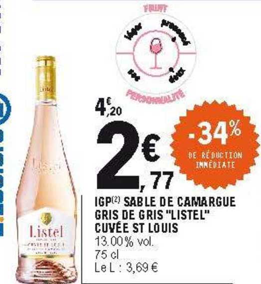 igp sable de camargue gris de gris "listel" cuvée st louis