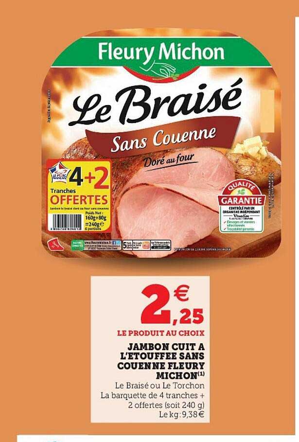 jambon cuit à l'étouffée sans couenne fleury michon