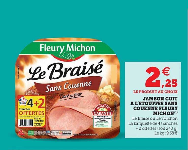 jambon cuit à l'étouffée sans couenne fleury michon