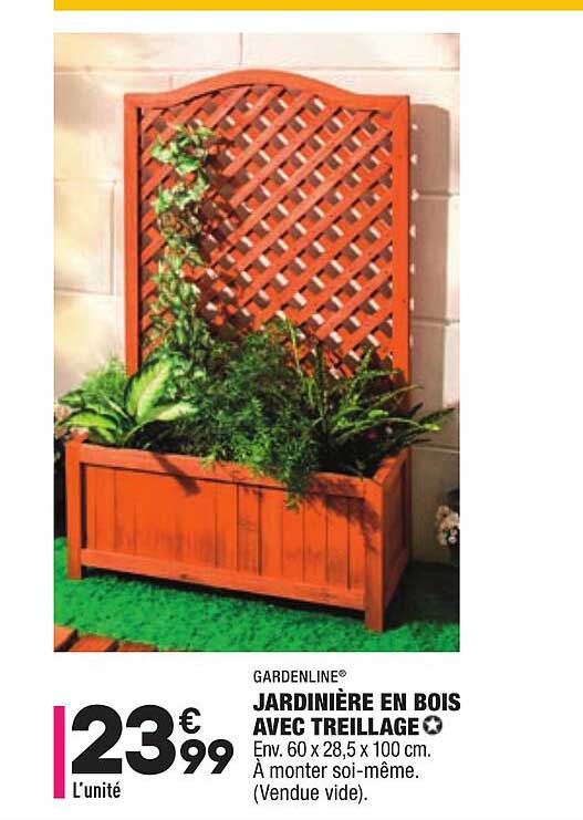 jardinière en bois avec treillage gardenline