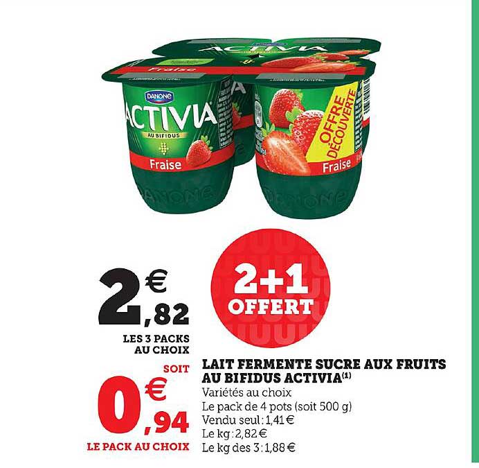 Lait Fermenté Sucré Aux Fruits Au Bifidus Activia